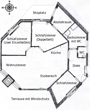 Grundriss unseres Ferienbungalows